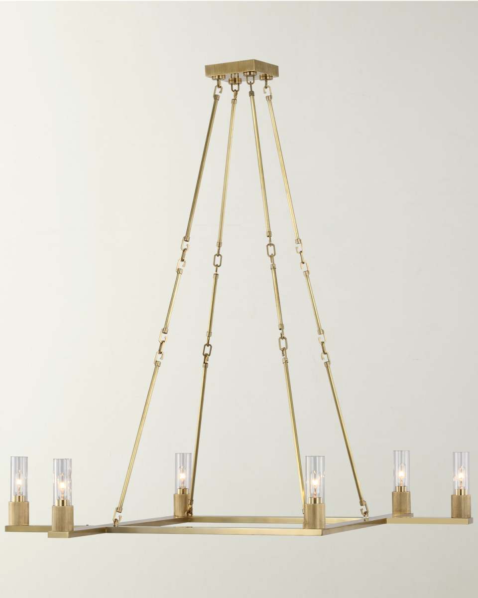 Beza Antiqued Brass Chandelier, 42"