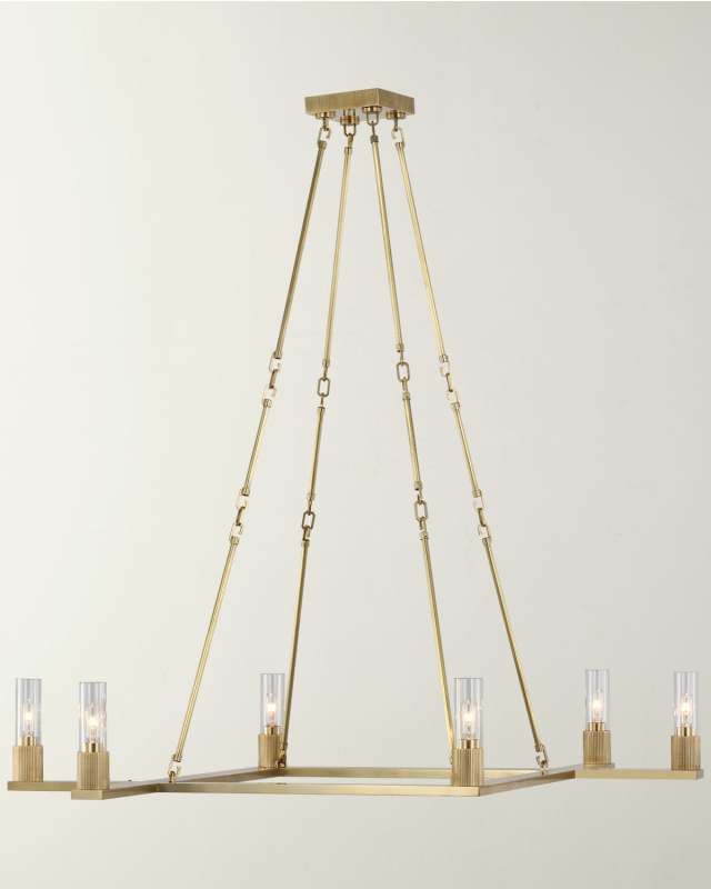 Beza Antiqued Brass Chandelier, 42"
