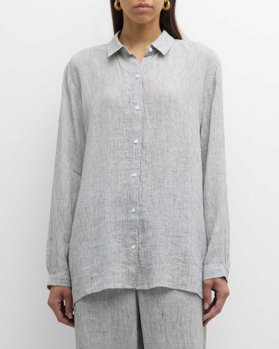 Striped Button-Down Organic Linen Shirt