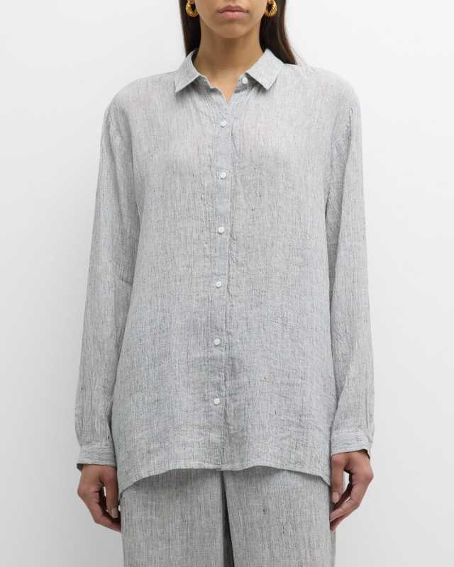 Striped Button-Down Organic Linen Shirt
