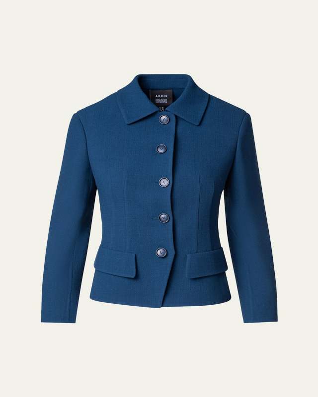Lea Fitted Wool Short Jacket, Blue