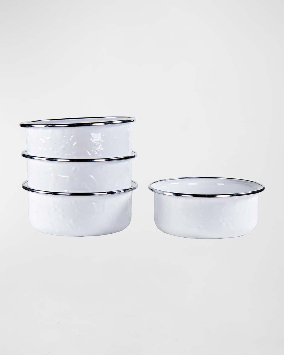 Set of 4 Solid White Soup Bowls