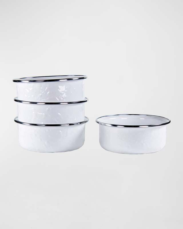 Set of 4 Solid White Soup Bowls