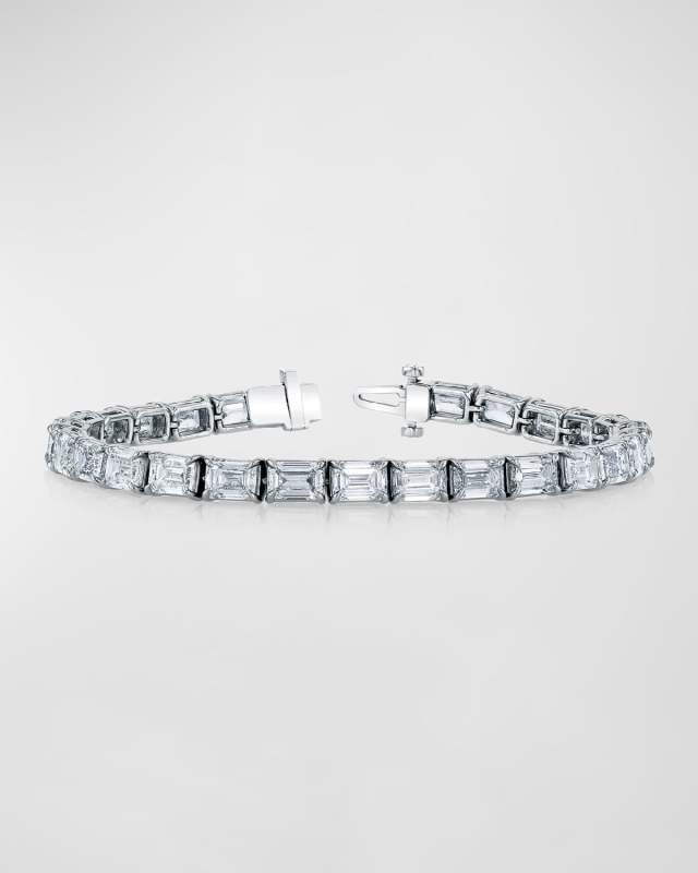 Platinum East-West Prong-Set Diamond Tennis Bracelet, 7.05tcw, 7"L