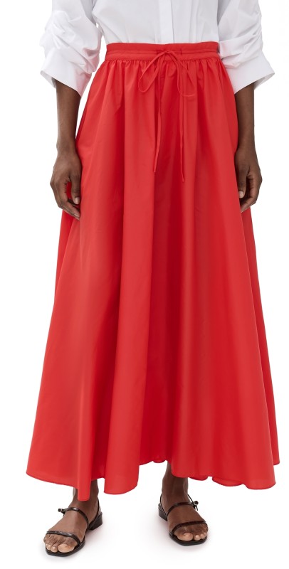 STAUD Maxi Eden Skirt Red Rose