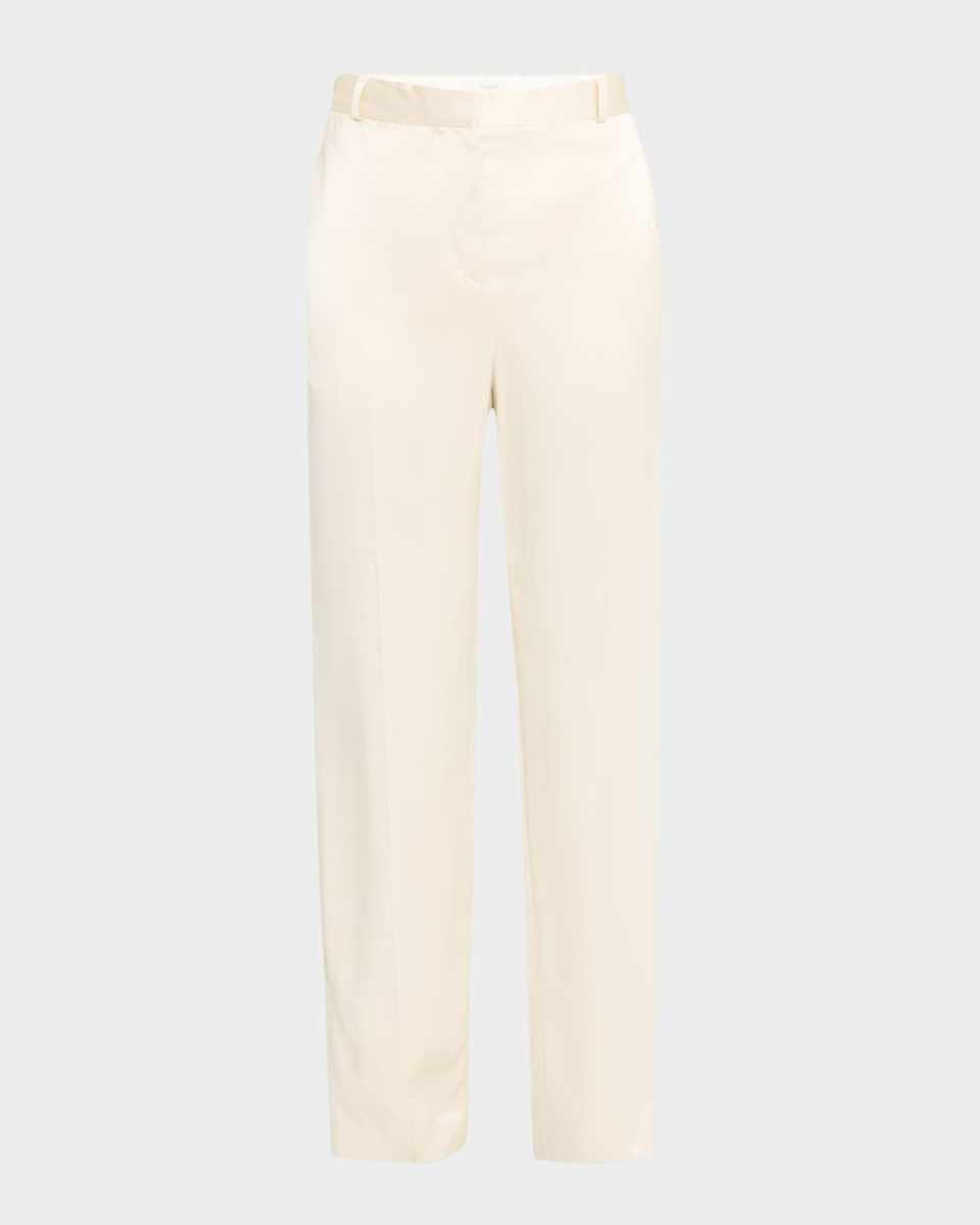Low-Rise Satin Straight-Leg Trousers