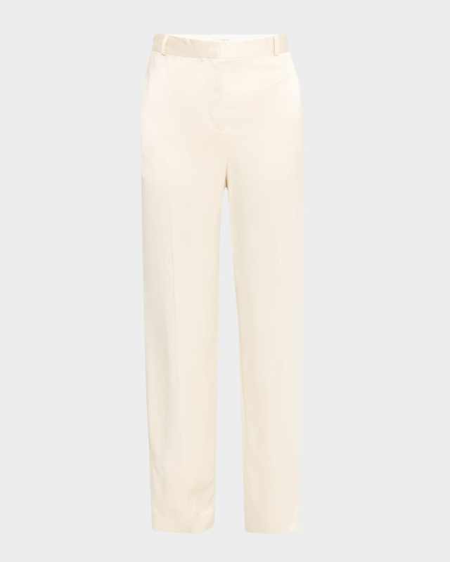 Low-Rise Satin Straight-Leg Trousers