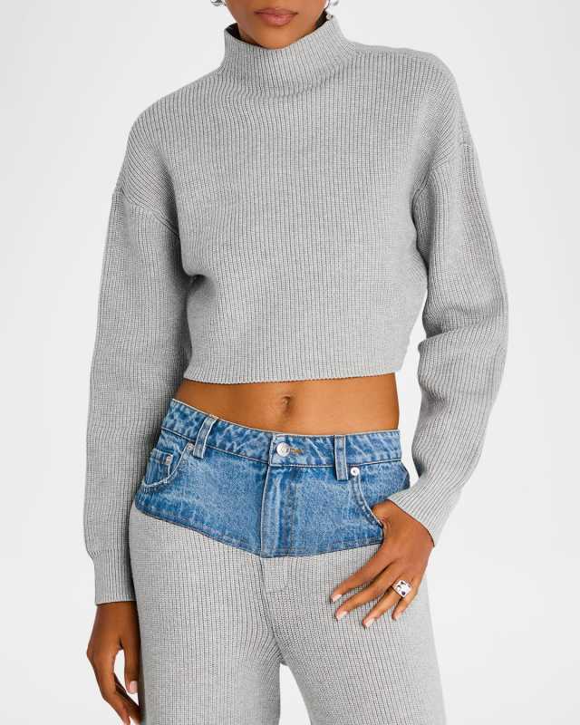 Carmen Cropped Mock-Neck Sweater