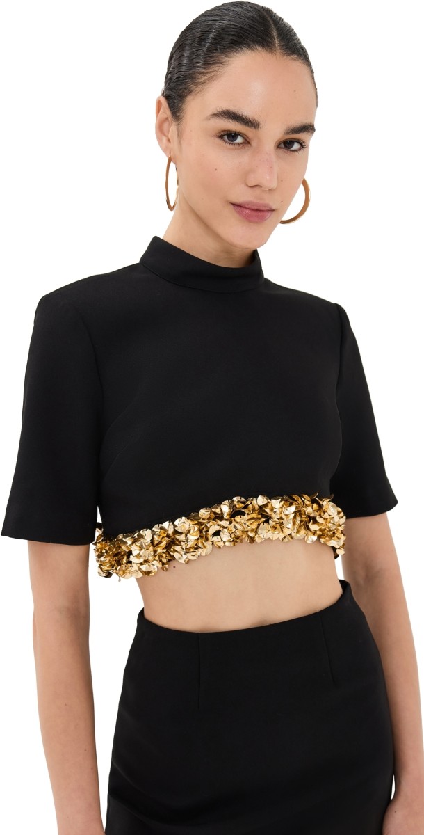 SIMKHAI Jalen Cropped Top Black