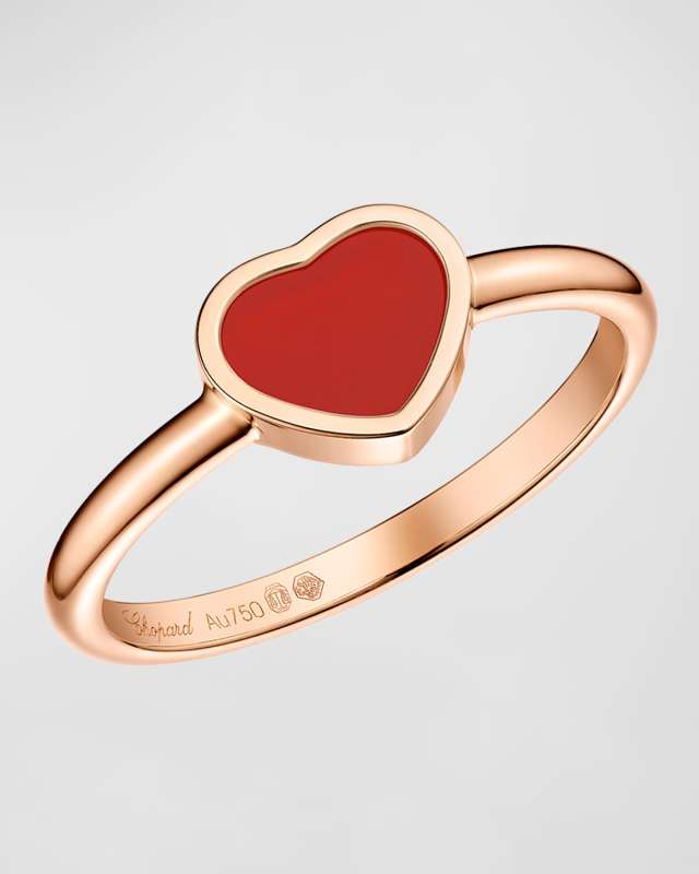 Happy Hearts 18K Rose Gold Carnelian Ring