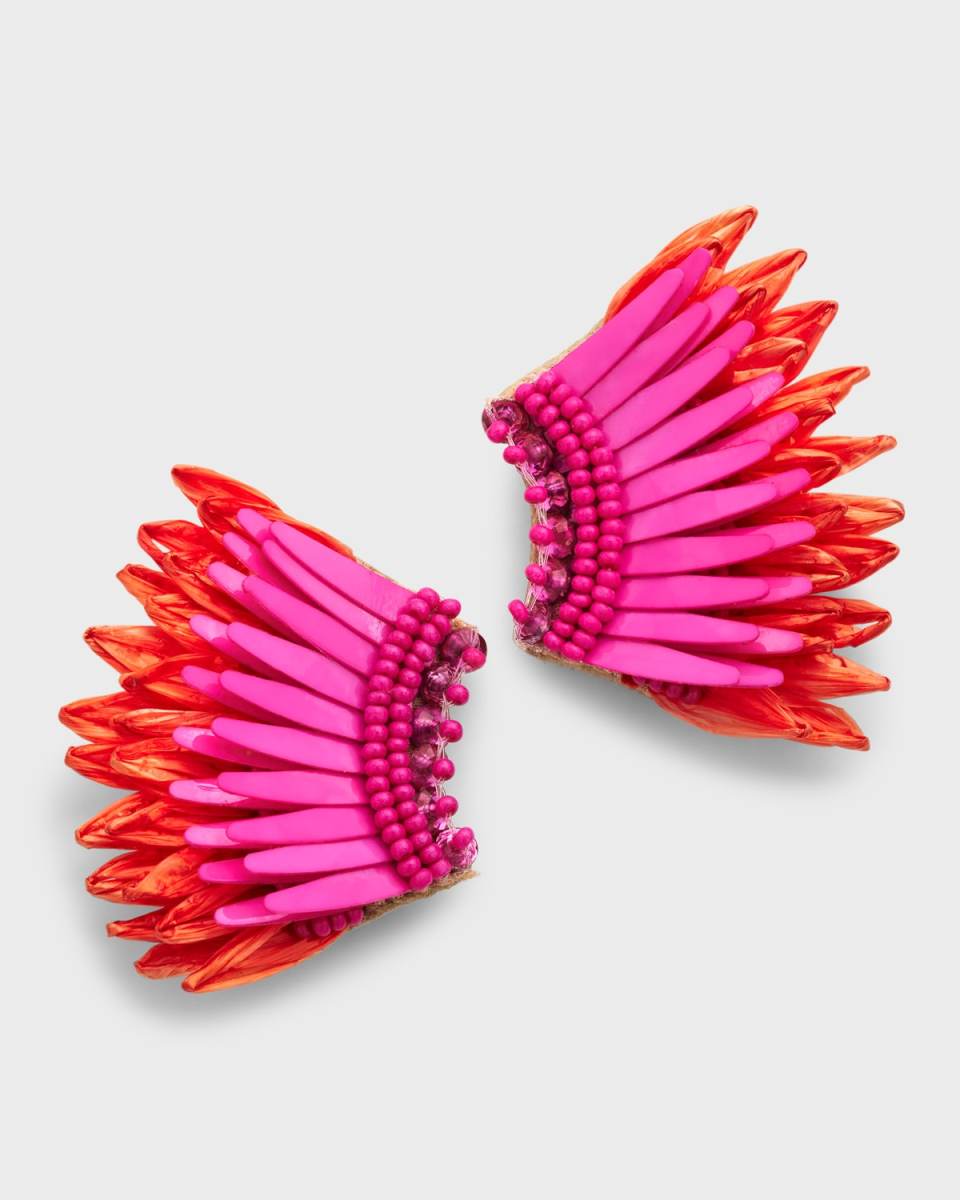 Mini Raffia Madeline White Earrings