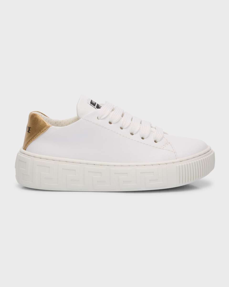 Kid's Bicolor Leather Low-Top Sneakers, Kids