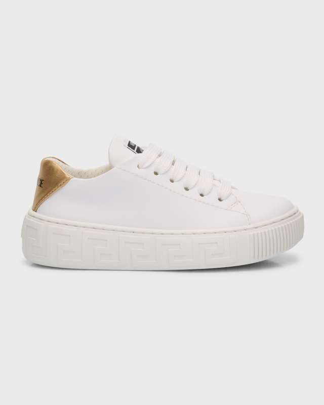 Kid's Bicolor Leather Low-Top Sneakers, Kids
