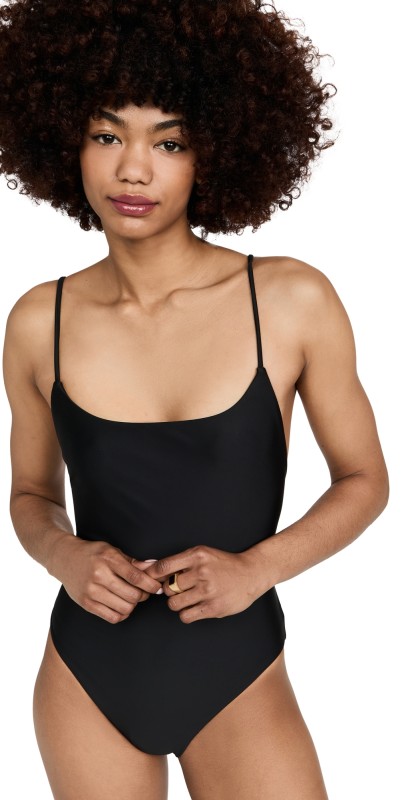 Madewell Madewell Second Wave Spaghetti Strap One-Piece Swimsuit True Black