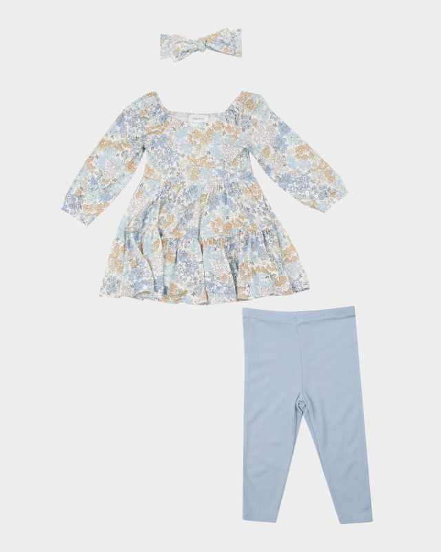 Girl's Edith Floral-Print Dress & Leggings Set, Size 6
