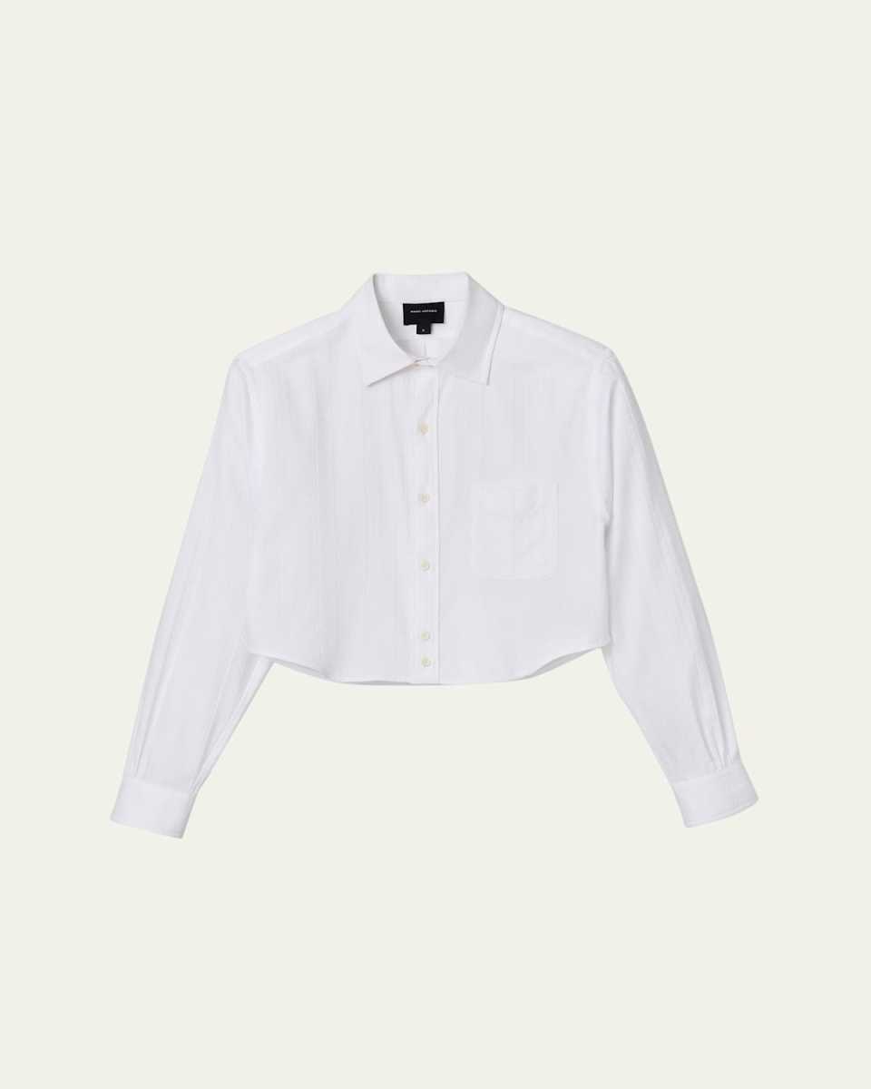 Logo-Jacquard Crop Button-Down Femme Shirt