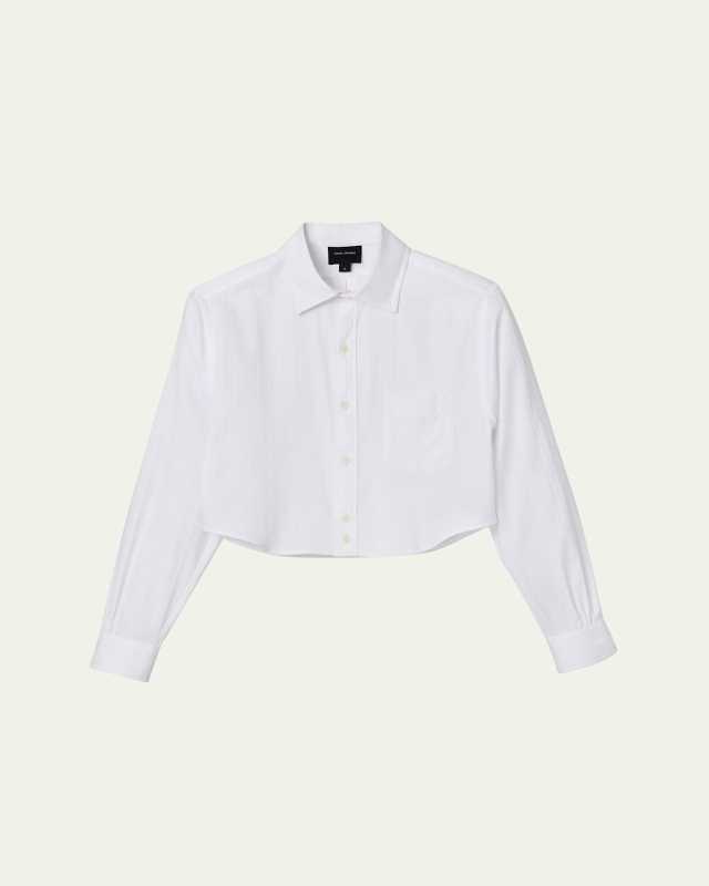 Logo-Jacquard Crop Button-Down Femme Shirt