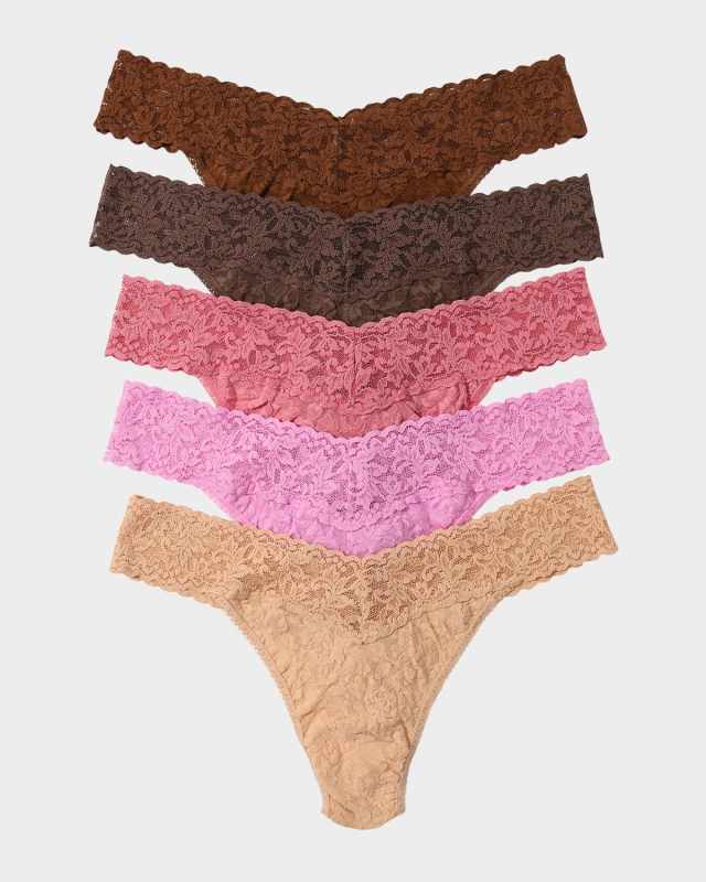 5-Pack Original-Rise Multicolor Lace Thongs