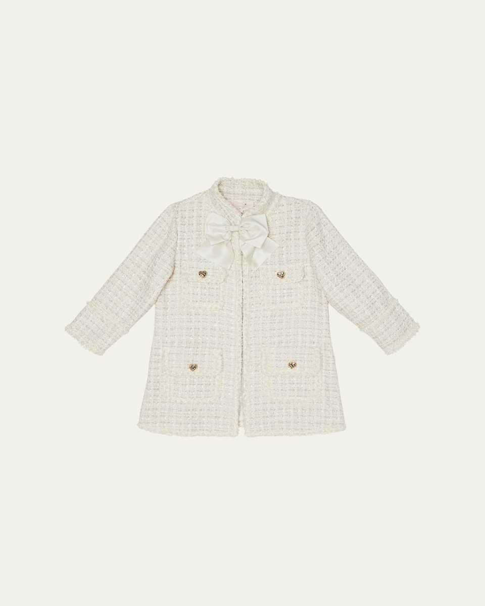Girl's Aubazine Tweed Embellished Coat, Size 12-