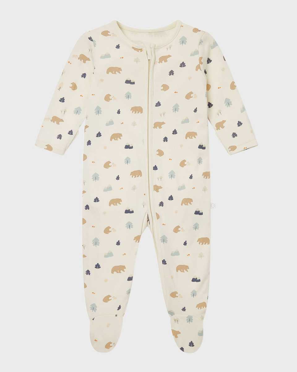Kid's Bear-Print Footie Pajamas, Size Newborn-12M