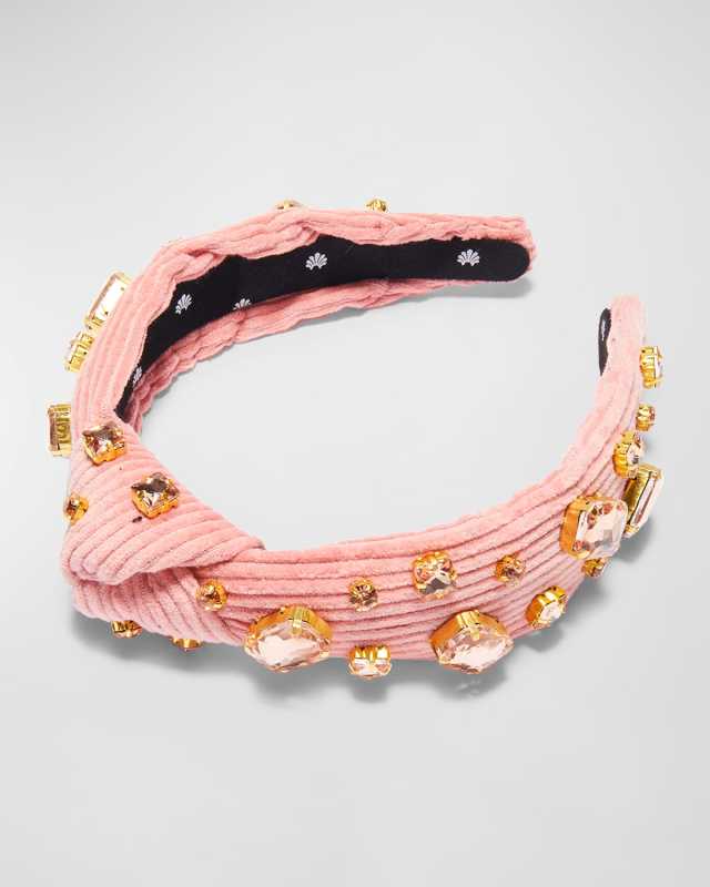 Embellished Corduroy Slim Knotted Headband