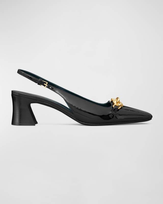 Jessa Patent Horse Bit Slingback Pumps