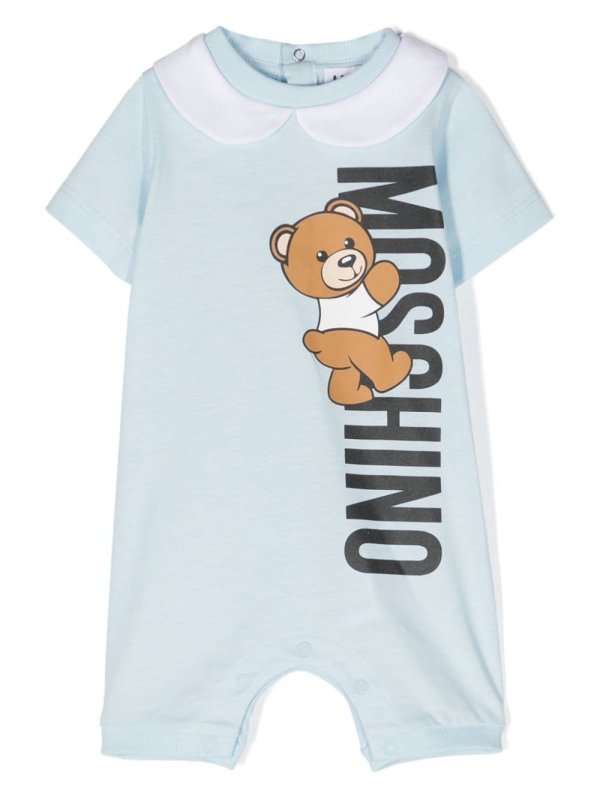 Teddy Bear logo-print romper