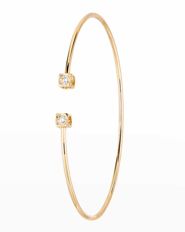 Yellow Gold Le Cube Small Diamond Accent Cuff Bracelet