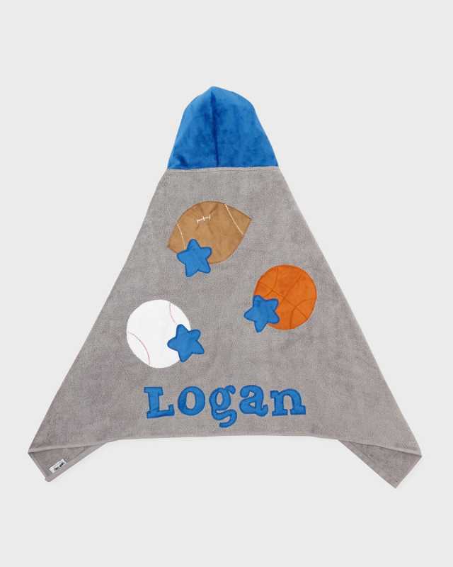 Personalized Good Sport Hooded Towel, Gray/Blue
