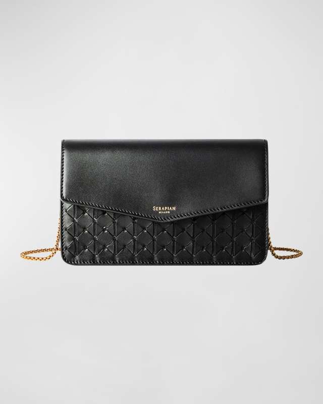 Mosaic Flap Leather Pochette Wallet on Chain