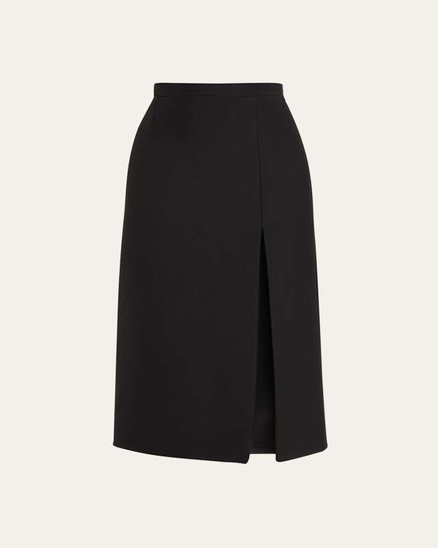 Side Slit Midi Wool Skirt