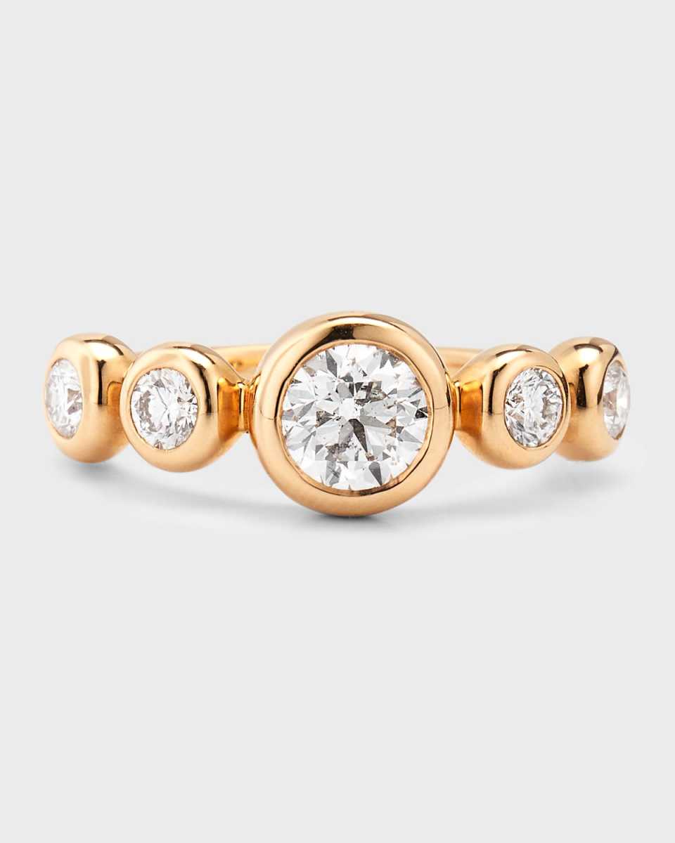 18K Rose Gold Stardust Pave Coral Branch Diamond Band Ring