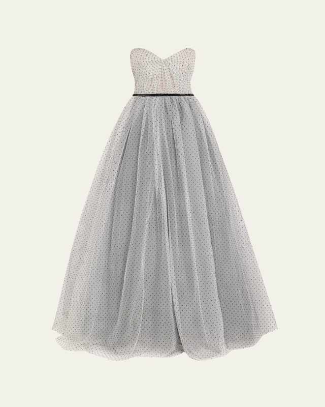 Betty Polka Dot Strapless Gown