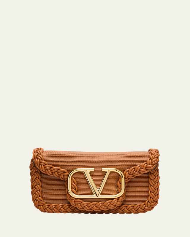 Loco Small VLOGO Braided Leather Shoulder Bag