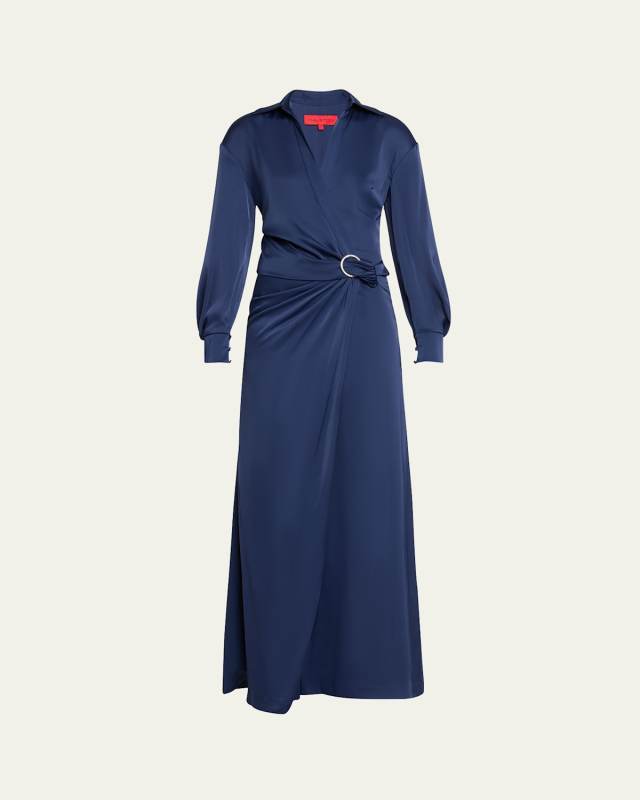 Ivon Faux-Wrap Charmeuse Gown