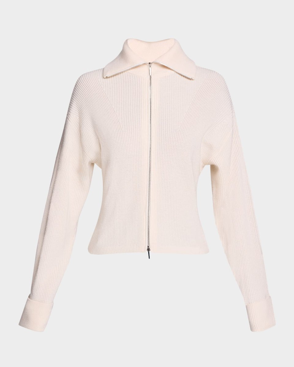 Armanda Zip-Front Wool Sweater