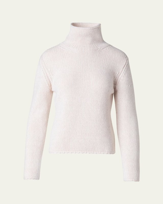Cashmere-Blend Two-Tone Mouline Knit Sweater