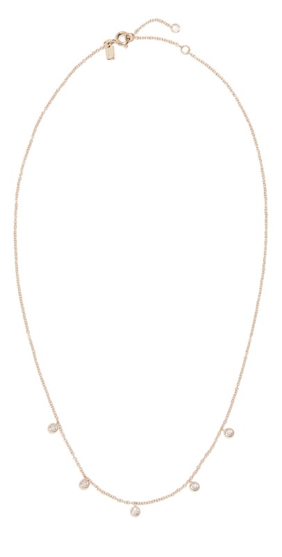 EF Collection 14k 5 Diamond Bezel Choker Necklace Yellow Gold
