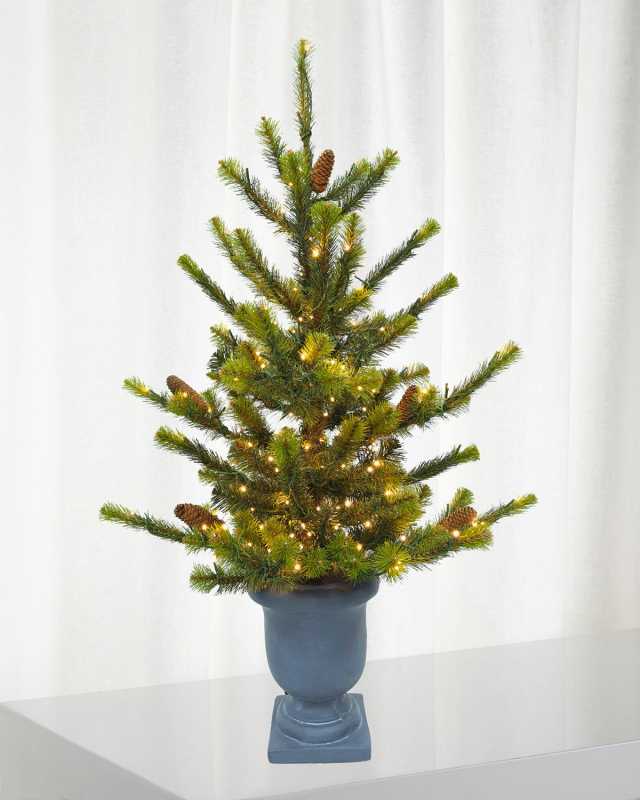 Deluxe Village Mix Pine 3.5' Potted Pre-Lit Christmas Tree