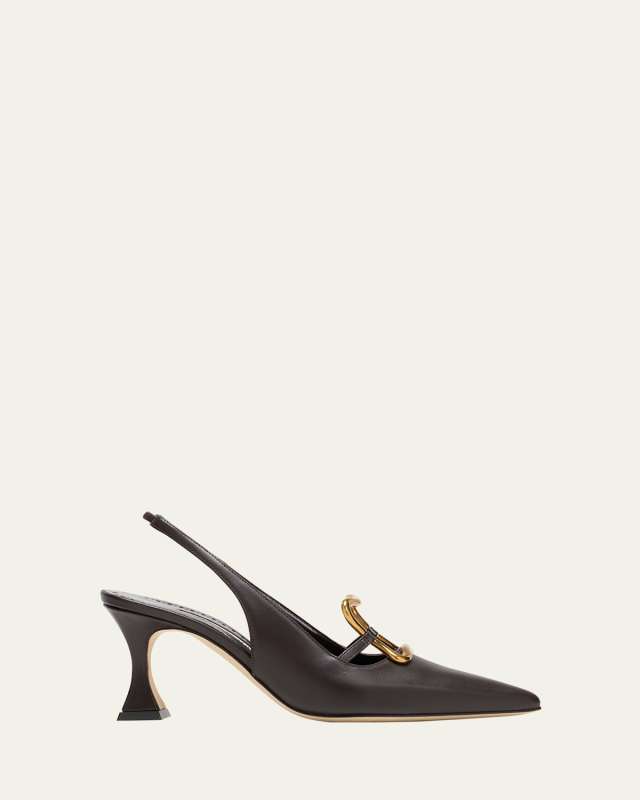 Nikkal Leather Ornament Slingback Pumps