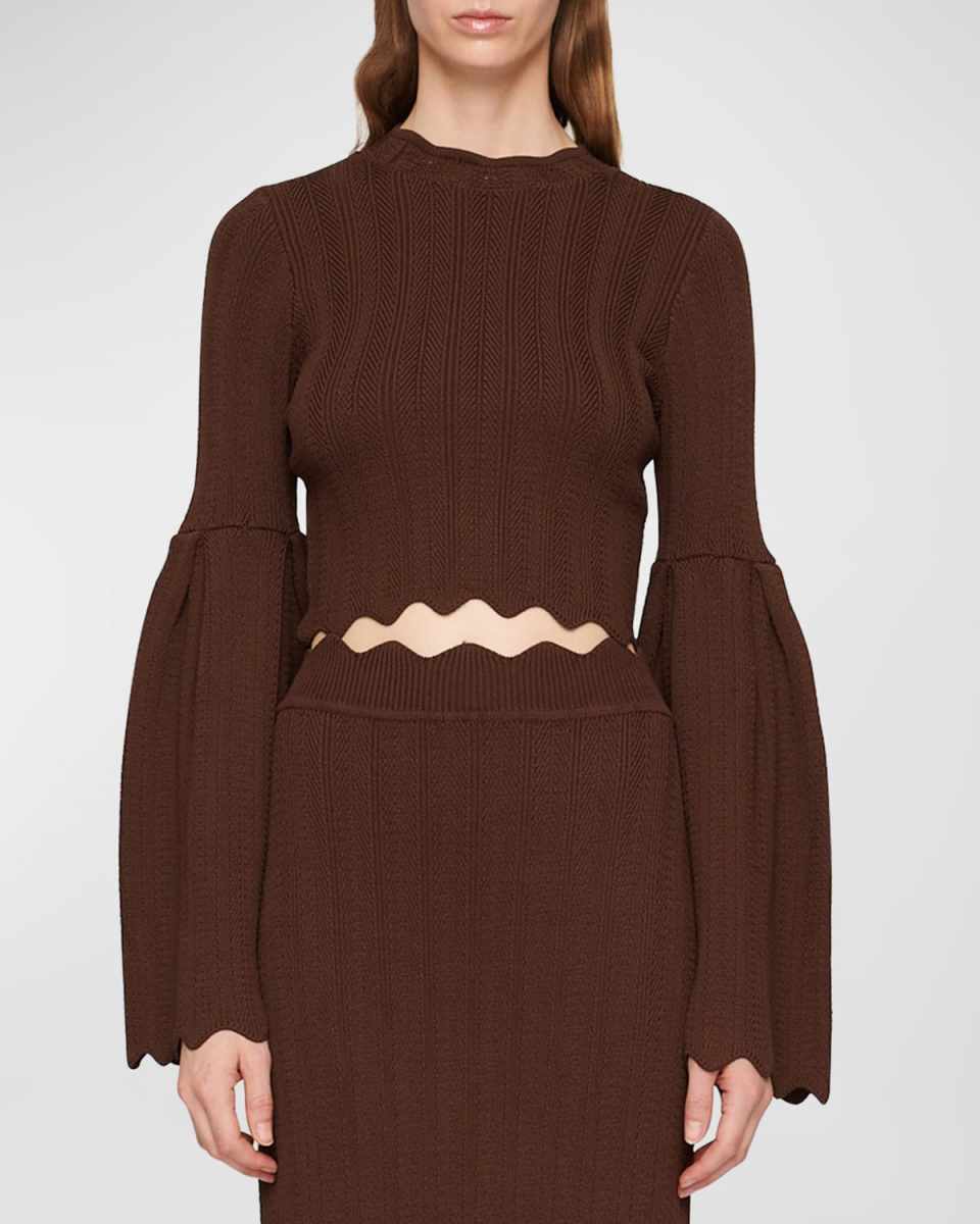 Chloe Scallop-Trim Knit Pullover