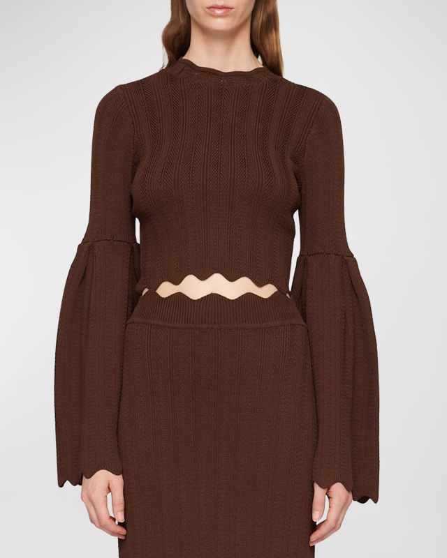 Chloe Scallop-Trim Knit Pullover