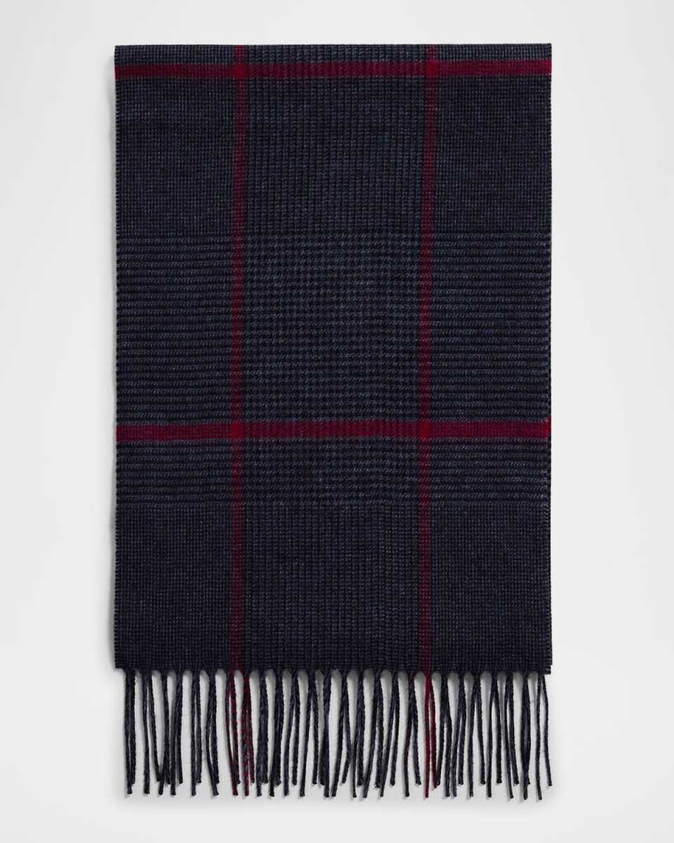 Men's Silk-Cashmere Check Scarf