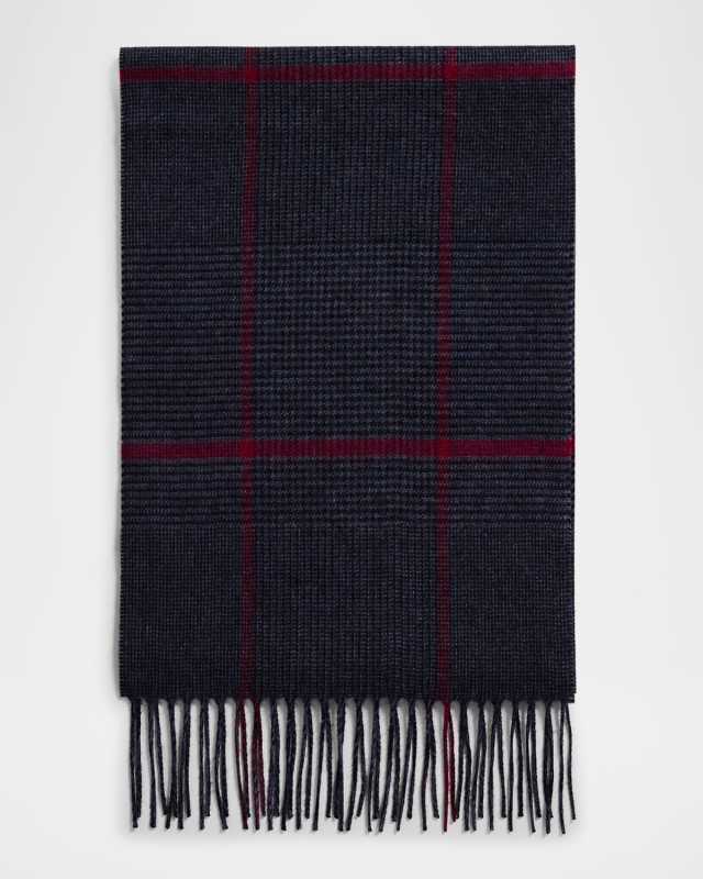Men's Silk-Cashmere Check Scarf