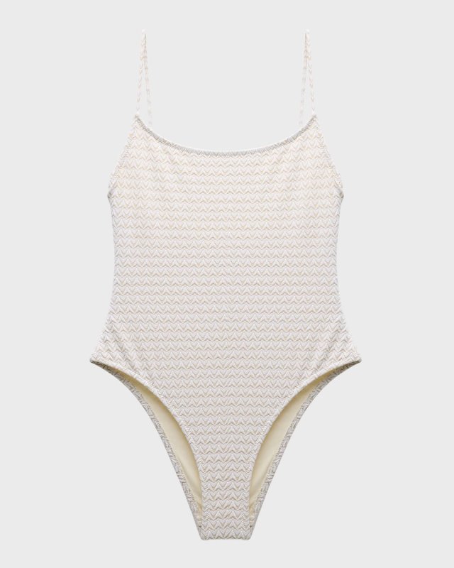x Sofia Richie Grainge The Renna Textured Knit One-Piece Swimsuit