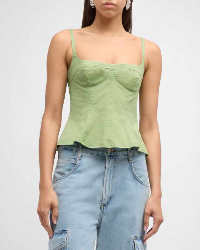Garment Dyed Peplum Bustier Top