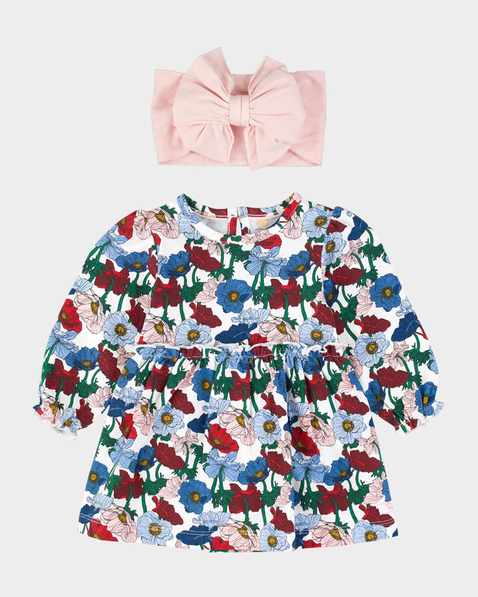 Girl's Poppy Petals Dress W/ Headband Set, Size Newborn-2T