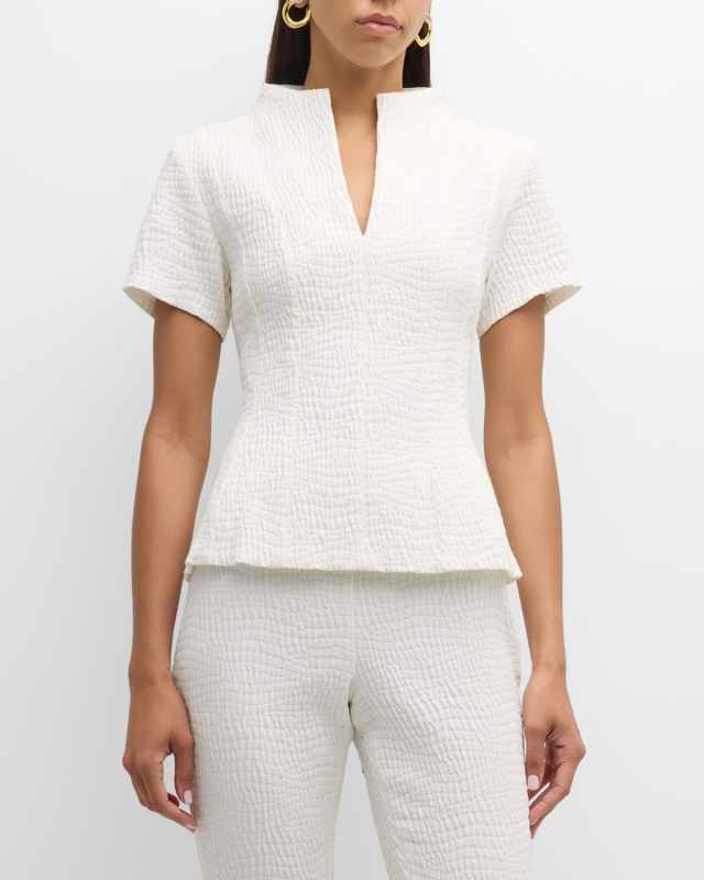 V-Neck Cotton Jacquard Top