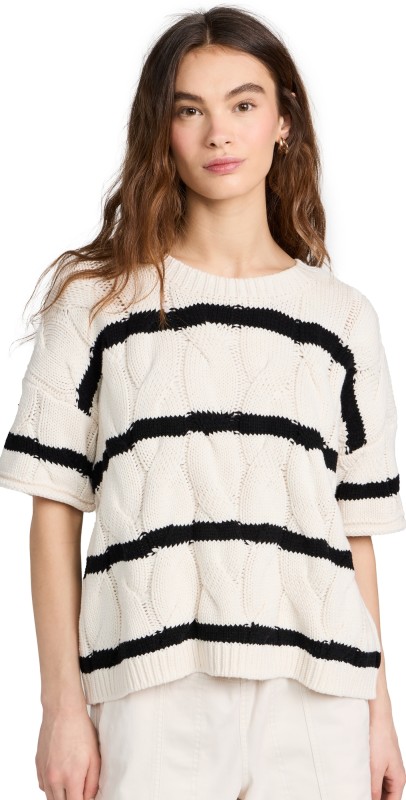 Splendid x Cella Janetripe Cableweater Ivory/Black