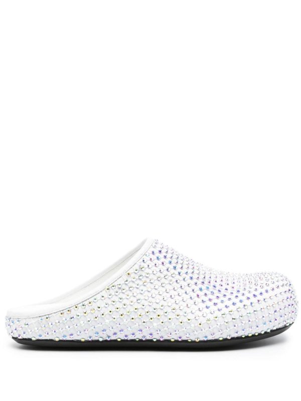 glass-crystals leather slippers